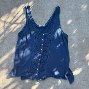 Vintage Aeropostale AeroAnthropologie Navy Tank Top with Crochet Panel